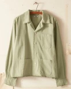 Shirts<BODE Zig-Zag Hem Long Sleeve Shirt - Mint